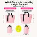 Compare the large and small pink insulated tote bags from the Spixal commute series 