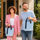 Compare the large and small green insulated tote bags for adults for work from the Spixal commute series 