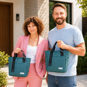 Compare the large and small green insulated tote bags for adults for work from the Spixal commute series 