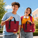 Compare the large and small red insulated tote bags teens high school middle school from the Spixal commute series 