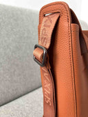 Evie Bucket Leather Crossbody Handbag Tan | Jacquard webbing | Spixal