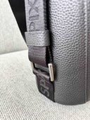 Evie Bucket Leather Crossbody Handbag Black — Jacquard webbing strap | Spixal