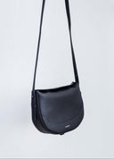 Fleur Saddle Leather Crossbody Handbag Black — Compact shape | Spixal
