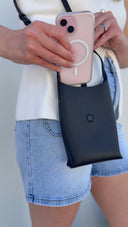Georgie Leather Phone Bag - Black