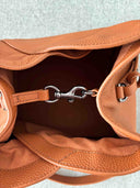 Isla Leather Handbag Tan — clip clasp closure gunmetal hardwear | Spixal