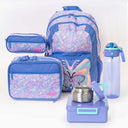 Butterfly backpack lunch bag and matching pencil case purple bento box insulated food jar and water bottle  | packing the kids school bag just got way more fun | Spixal