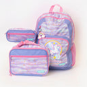 Unicorn pink purple backpack lunch bag and matching pencil case | school bag packing essentials for kids | Spixal