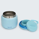 Large insulated food jar with snack container under lid | pack hot school lunches light blue | Spixal