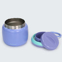 Large insulated food jar with snack container under lid | pack warm lunches purple | Spixal