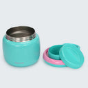 Large insulated food jar with snack container under lid | pack hot school lunches teal | Spixal