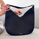 Piper Leather Shoulder Handbag Black — zip detail | Spixal