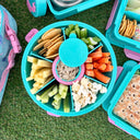 Roundie Round Bento Lunch Box Teal — Snack plate with dip container | Spixal