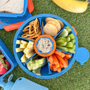 Roundie Round Bento Lunch Box Blue — Snack plate with dip container | Spixal