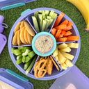 Roundie Round Bento Lunch Box Purple — Snack plate with dip container | Spixal