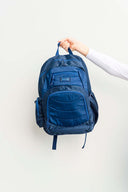 Duotone navy royal blue large laptop backpack school bag for primary school middle school high school teens or adults | Cotton twill fabric | Spixal