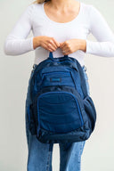 Duotone navy royal blue large laptop backpack school bag for primary school middle school high school teens or adults | Cotton twill fabric | Spixal