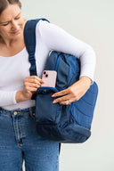 Duotone navy royal blue large laptop backpack school bag for primary school middle school high school teens or adults | Side phone pocket for easy access | Spixal