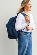 Duotone navy royal blue large laptop backpack school bag for primary school middle school high school teens or adults | Adjustable padded shoulder straps for comfort | Spixal
