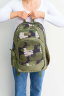 green camouflage camo  large backpack school bag for primary school middle school high school teens or adults | Water bottle pocket laptop sleeve | Spixal