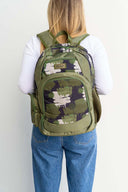 green camouflage camo  large backpack school bag for primary school middle school high school teens or adults | Spixal