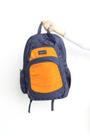 Navy blue orange large backpack school bag for primary school middle school high school teens or adults | Spixal