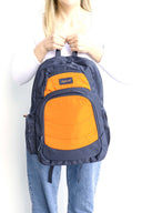 Navy blue orange large laptop backpack school bag for primary school middle school high school teens or adults | Phone pocket | Spixal