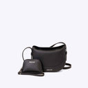 Fleur Saddle Leather Crossbody Handbag Black — Matching Hallie coin purse set | Spixal