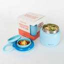 Large 800ml insulated food jar with snack container under lid | warm 2 minute noodles for teens school lunch Blue | Spixal