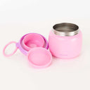 Large 800ml insulated food jar with snack container under lid | warm mac and cheese for school lunch pink | Spixal