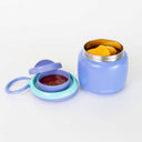 Large 800ml insulated food jar with snack container under lid | pack 12 chicken nuggets warm lunches plus sauce container purple | Spixal