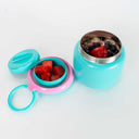 Large 800ml insulated food jar with snack container under lid | big enough for growing kids teal | Spixal