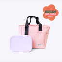 Spixal Tote Lunch Bag & Bento Box Set - Pink and Purple