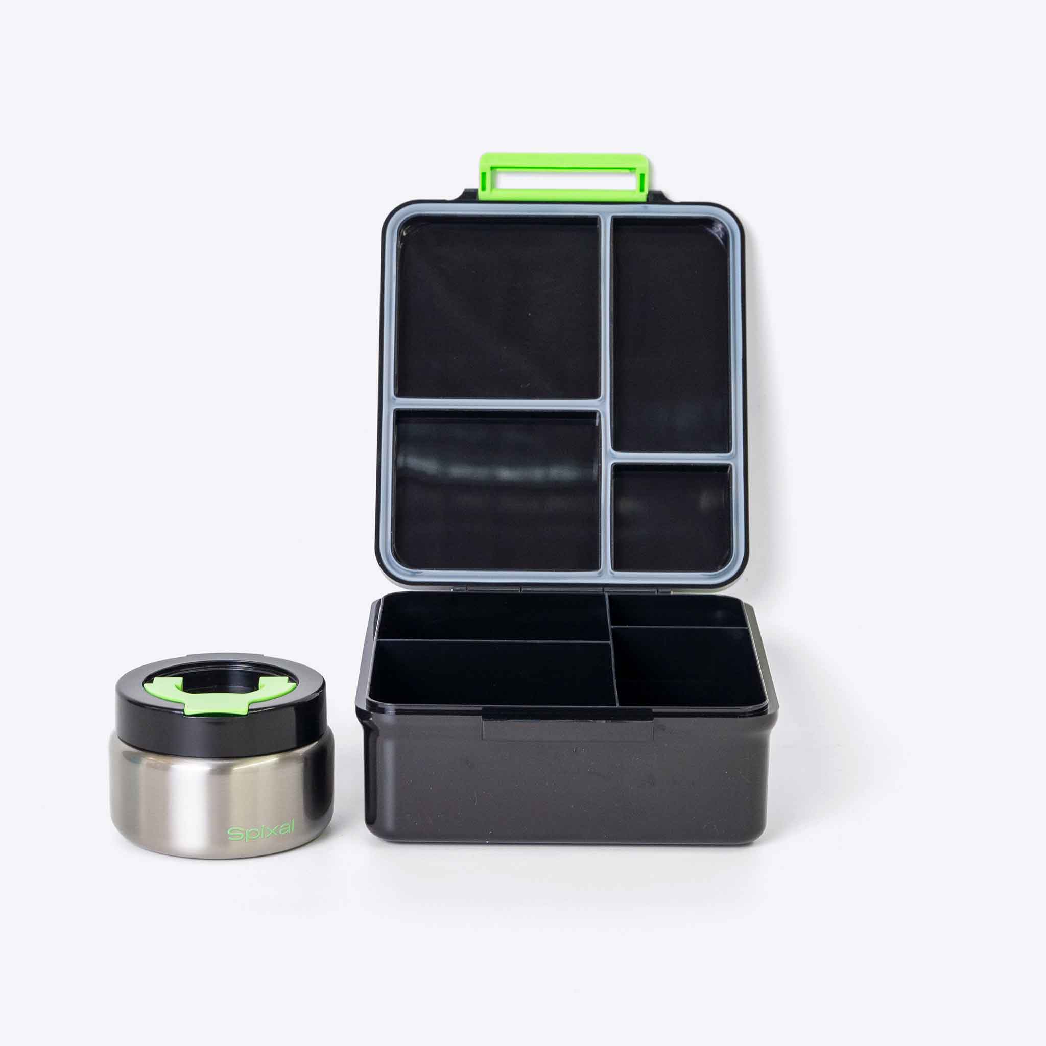 Duo Extra Large Bento Lunch Box and Insulated Food Jar Set Black