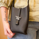 Georgie Leather Phone Bag - Black