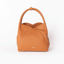 Isla Leather Handbag Tan — Front view with tote carry handles | Spixal