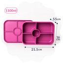 Spixal pink bento box with 5 compartments sealable lid and measurements
