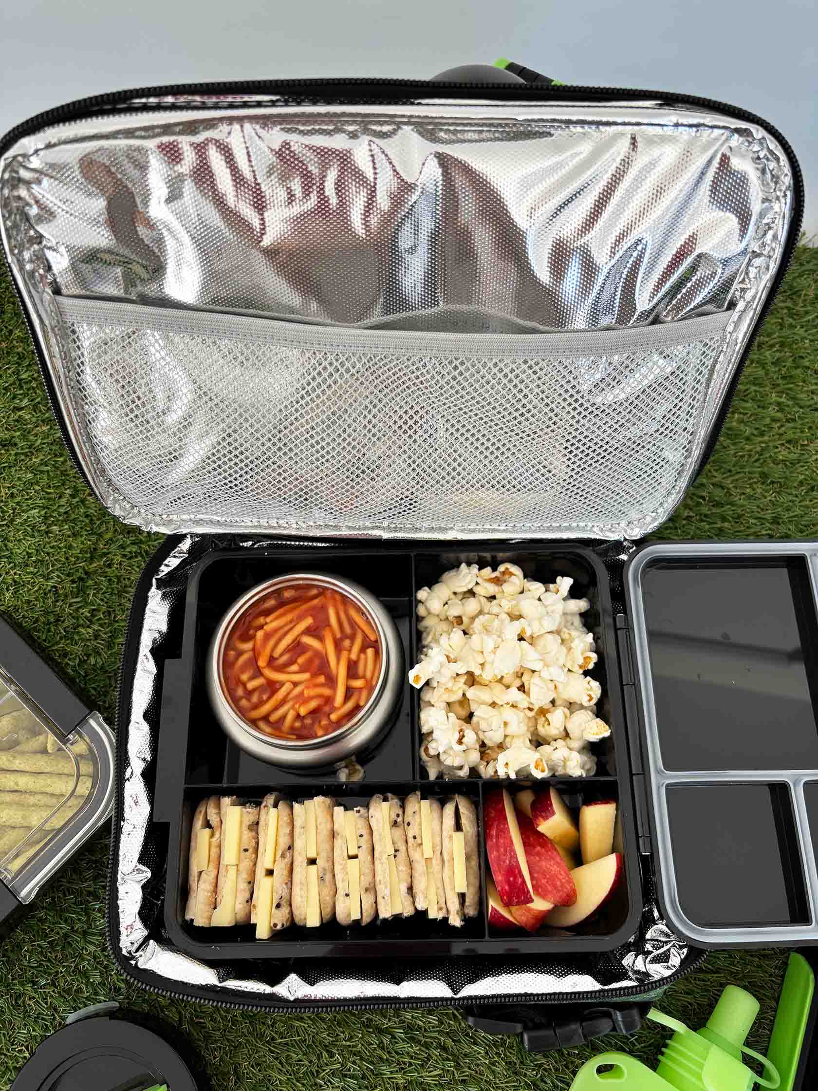 Duo Extra Large Bento Lunch Box and Insulated Food Jar Set Black